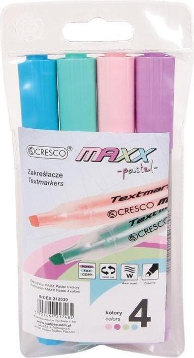 Produktbild Cresco MAXX Pastell-Textmarker 4 Farben (Rosa, Grün, Lila, Blau)