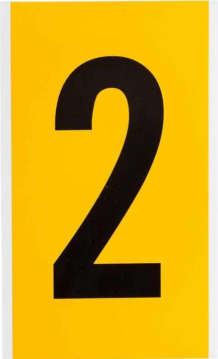 Image du produit Brady B-946, 1570-2, vinyle, inscription : 2, noir sur jaune, 127 x 228mm, hauteur des caractères