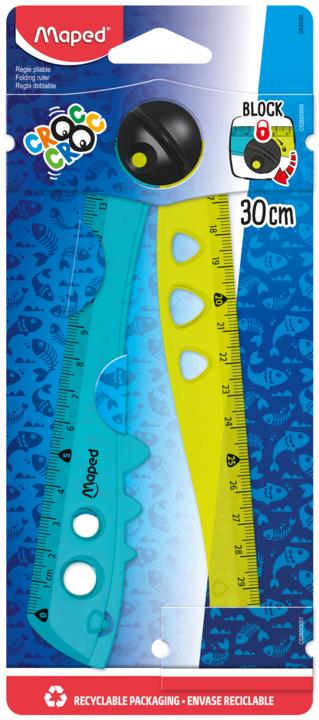 Image du produit Maped Règle pliante CROC CROC, plastique, 15/30 cm, jaune/turquoise, blister 1 pièce (300 mm)
