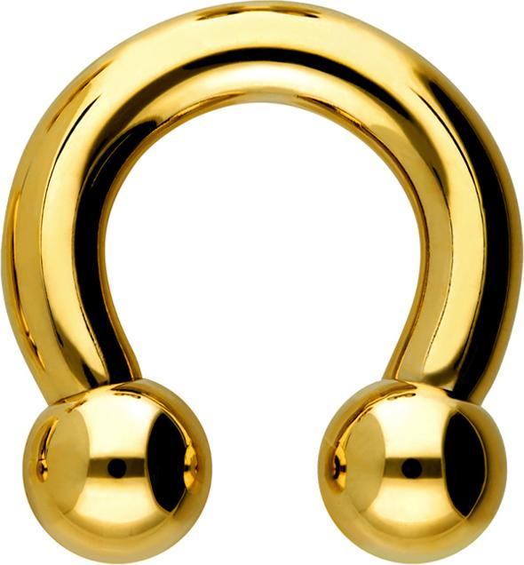 Star Piercing Circular Barbell Innengewinde vergoldet mit zwei Kugeln (Titan G23, ohne Messing)