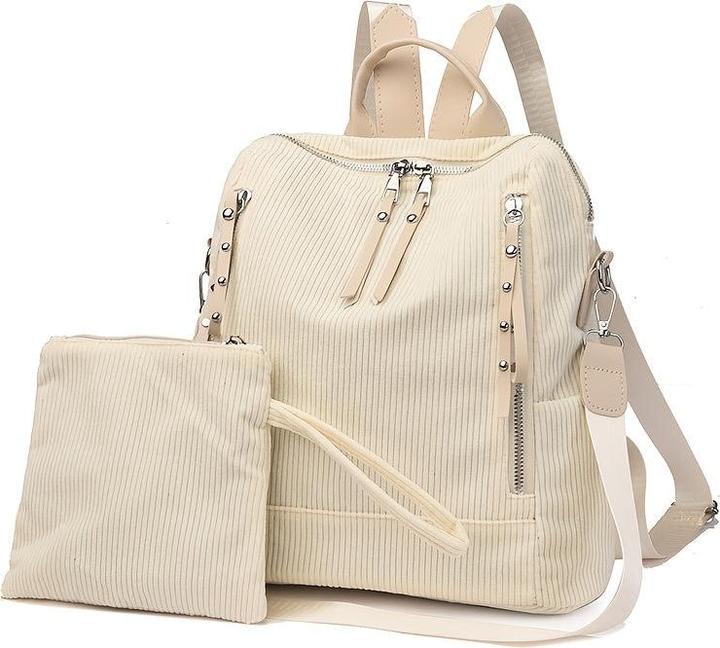 Only-Bags.Store Schicker Cord-Rucksack - geräumig & vielseitig mit verstellbaren Riemen, Reissverschluss für den