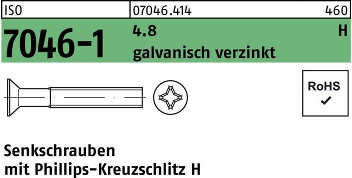 Actual product image Countersunk screw ISO 7046-1 w.cross recess-PH M 4 x 50 -H 4.8 galvanised (200 Screws per piece)