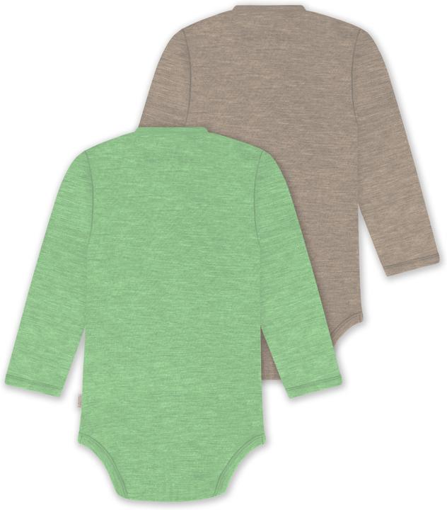 Actual product image Normani 2-pack organic long-sleeved merino wool baby bodysuit for boy and girl - 9353 (50)