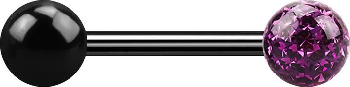 Image du produit Star Piercing Barbell schwarz mit Kugel und Kristallkugel violett Epoxy Schutzschicht (sans laiton, Titane G23)