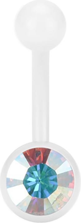 Image du produit Star Piercing Banane Pure White mit Swarovski Kristallkugel multicolor (sans laiton, Acier chirurgical 316L)