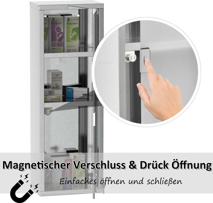 Actual product image Kleankin Medicine cabinet with lock (20 x 12 x 58 cm)