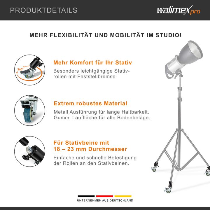Produktbild Walimex pro Stativrollen Pro 3er Set (Stativfuss)