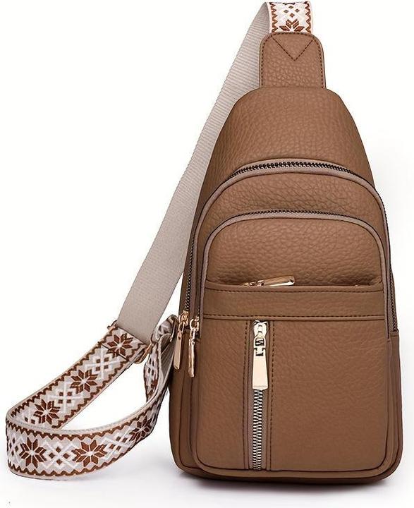 Only-Bags.Store Vintage-Brusttasche mit mehreren Taschen und Reissverschluss, lässige Sport-Umhängetasche aus