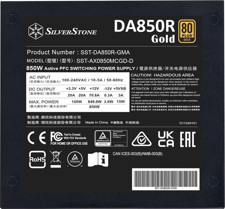 Nutritional values and ingredients Silverstone SST-DA850R-GMA - 80 PLUS Gold 850W ATX 3.0 & PCIe 5.0 Fully Modular Power Supply (850 W)