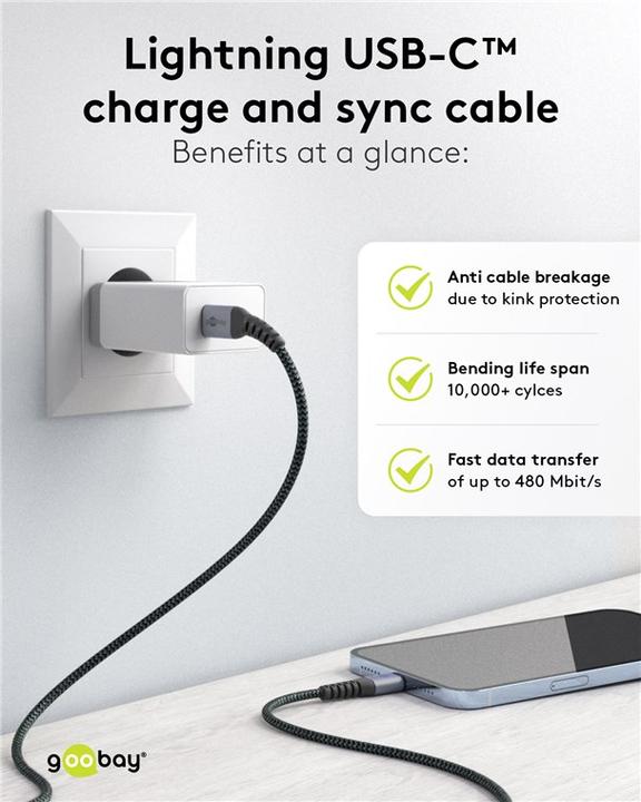Actual product image Goobay USB C — Lightning (0.50 m, USB 4.0, 60 W)
