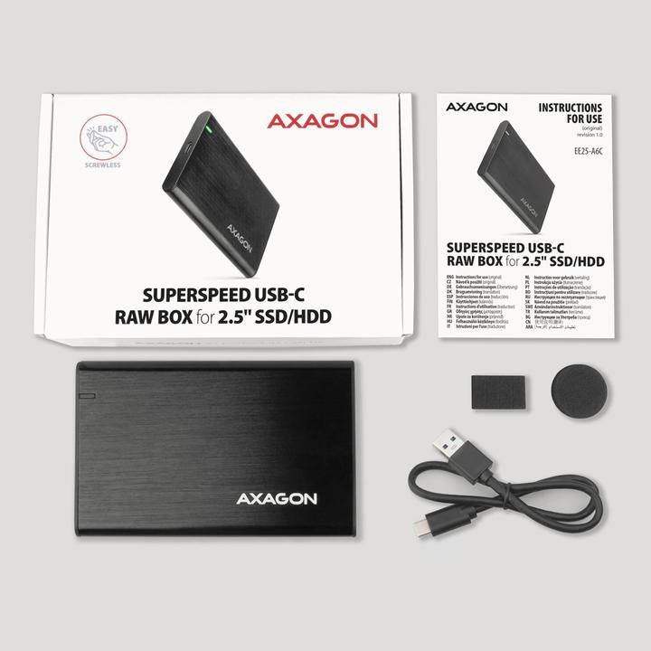 Produktbild Axagon EE25-A6C USB-C 3.2 - SATA 6G 2.5" externes Festplattengehäuse (2.5")