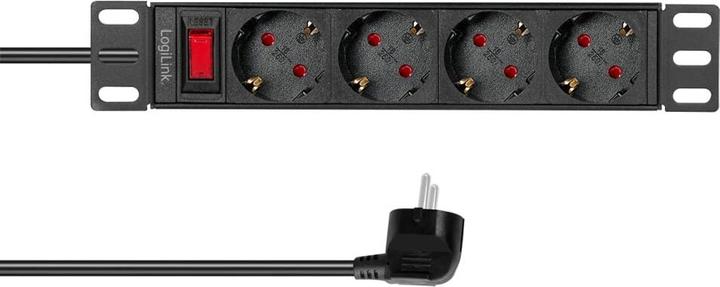 Immagine prodotto LogiLink Striscia di presa da 10" a 4 pieghe, con interruttore (4 x, CEE 7/3, 2 m)