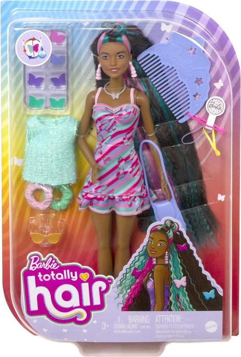 Produktbild Barbie Totally Hair Puppe (schwarze Haare) im Schmetterlings-Print Kleid