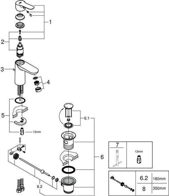 Produktbild Grohe Einhand-Waschtischbatterie BAUEDGE