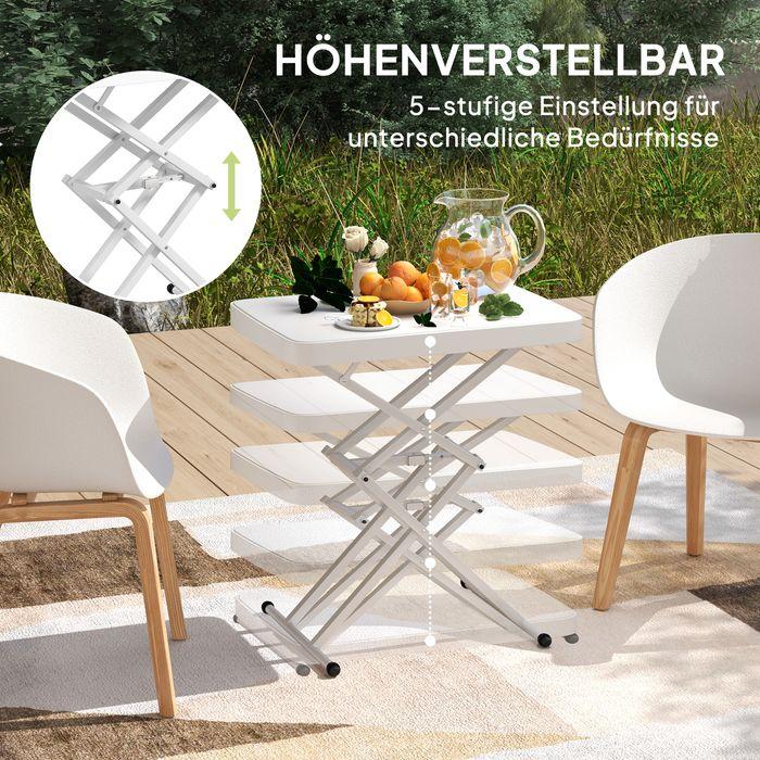 Produktbild Swisshandel24 Beistelltisch Gartentisch höhenverstellbar, Kunststoff, bis 50kg belastbar, 65x45x70H cmWeiss