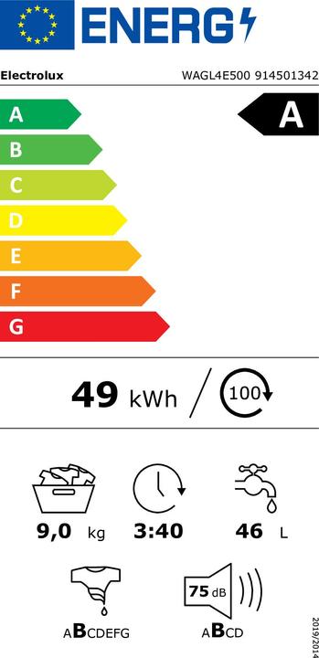 Etichetta energetica Electrolux WAGL4E500 (9 kg, A sinistra)