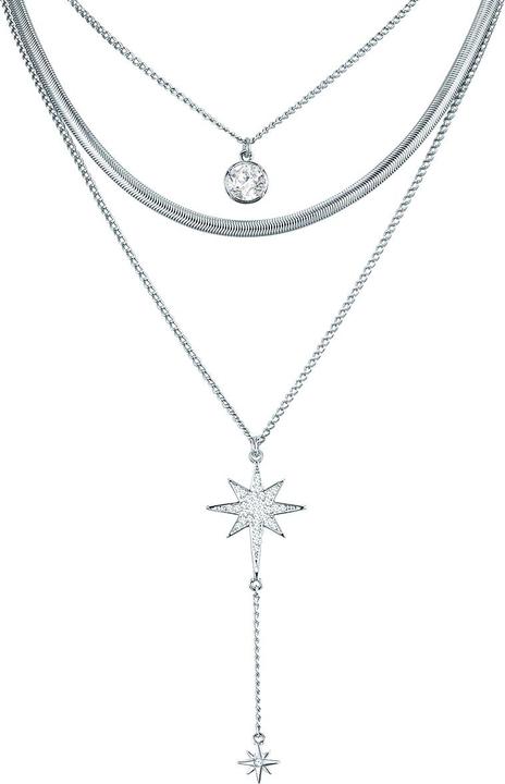 Produktbild Lulu & Jane Stern Metall-Legierung Glas silber 38,0/43,0/51,0 cm Basiskette + 5,0 cm Ve - 33266 (Metall-Legierung)