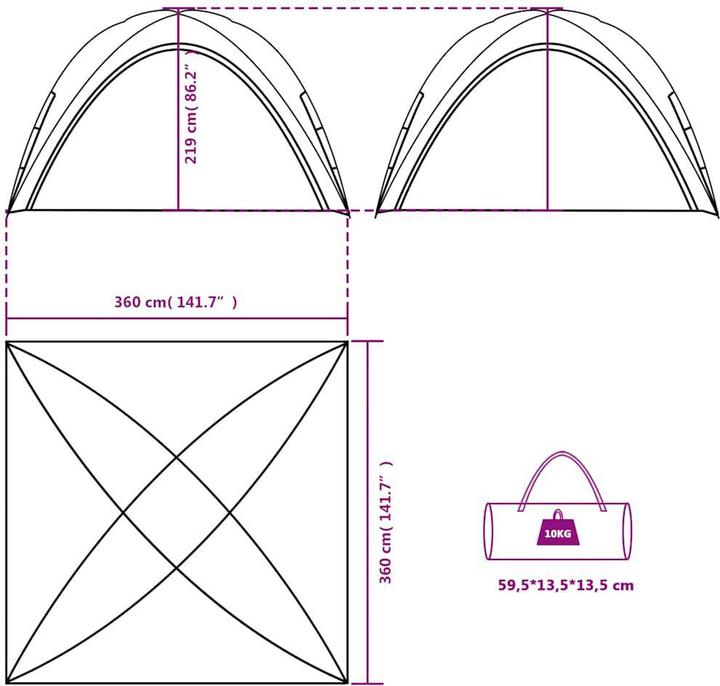 Produktbild VidaXL Partyzelt 190T Taft (360 cm, 360 cm)