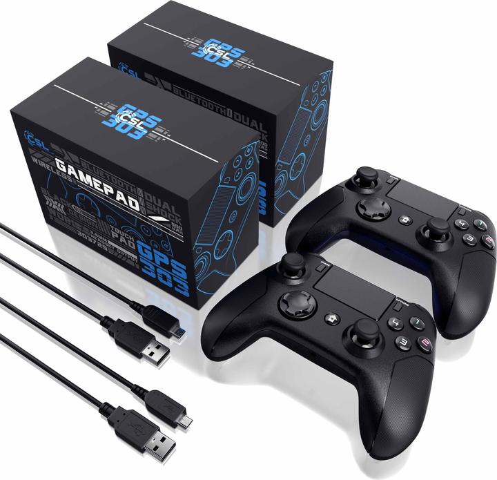 Immagine prodotto CSL 2x controller PlayStation 4, gamepad Bluetooth per PS4, doppia vibrazione, touchpad, 3,5 mm (PS4, PC)
