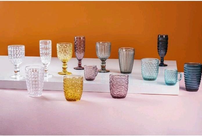 Immagine prodotto Villa D'Este Home Tivoli Geometrie Kaffeetassen aus farbigem Glas, 6tg (90 ml, 6 x)