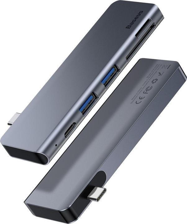 Actual product image Baseus Harmonica Five-in-one HUB Adapter Grey (USB-C, 5 Ports)
