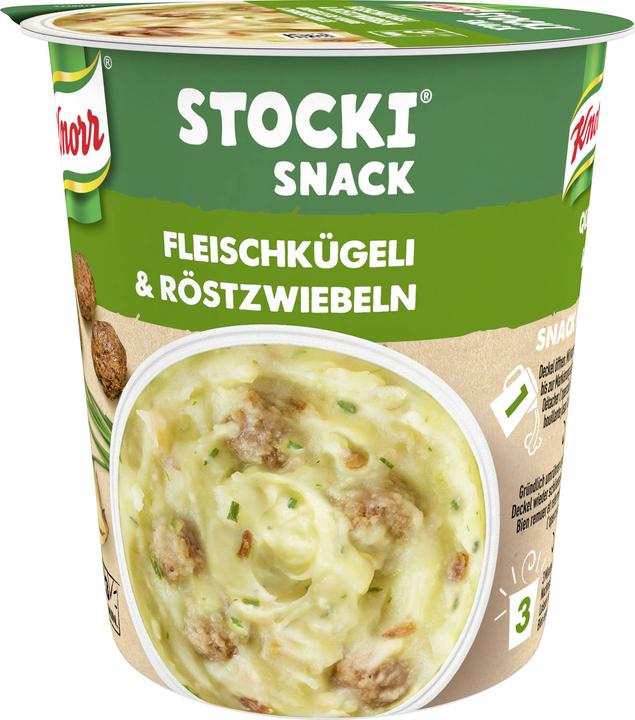 Produktbild Knorr Stocki Snack mit Fleischkügeli, Röstzwiebeln und Schweizer Kartoffeln (53 g)