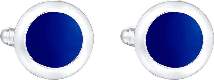Produktbild Kuzzoi Manschettenknopf Basic Rund Klassik Geo Emaille Blau 925 Silber (925er Sterling Silber, Emaille, Keine Schmuckstein)