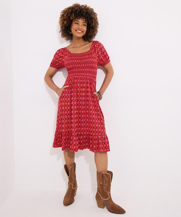 Produktbild Joe Browns Geo Print Shirred Waist Cap Sleeve Jersey Dress (18)
