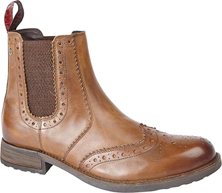 Roamers LederStiefel mit Flügelkappe und elastischen Einsätzen