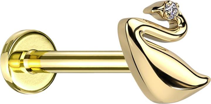 Image du produit Star Piercing Micro Labret femelle doré cygne cristal argenté (sans laiton, Titane G23)