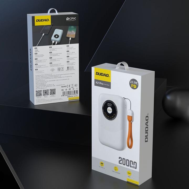Immagine prodotto Dudao Powerbank K21Pro Mini 20000mAh 22.5W - bianco (20000 mAh, 22.50 W, 22.50 Wh)