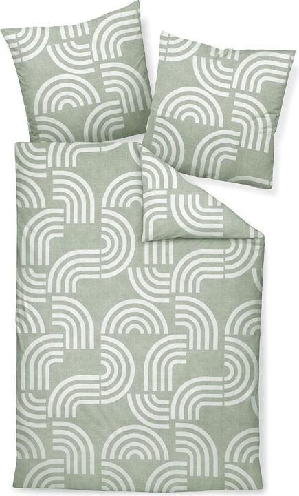 Image du produit Janine Drap de lit en cotton fin Davos 65157 vert sauge (Set de linge de lit, 135x200 cm + 80x80 cm)