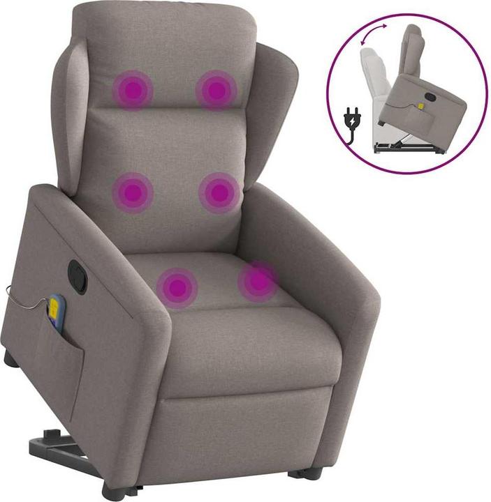Produktbild VidaXL Elektrischer Massagesessel mit Aufstehhilfe Taupe Stoff
