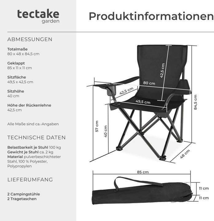 Image du produit tectake 2 chaises de camping Gil