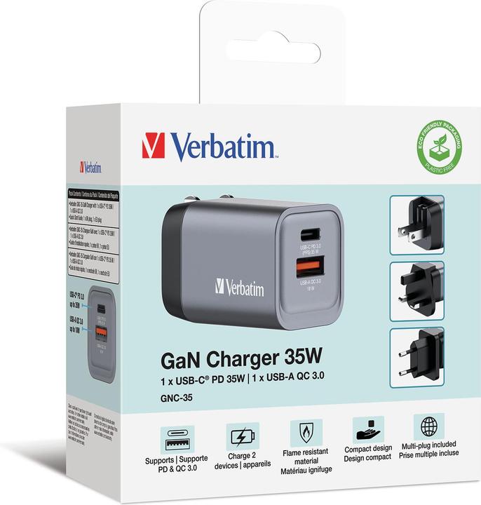 Actual product image Verbatim GNC-35 GaN Charger 2 35W USB (35 W)