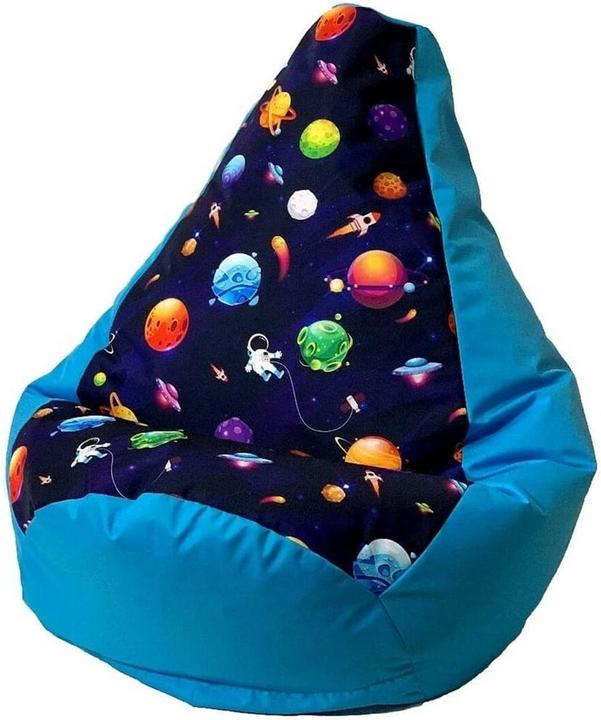 Go Gift Sako Tasche Pouffe Birne Druck blau Planeten L 105 x 80 cm
