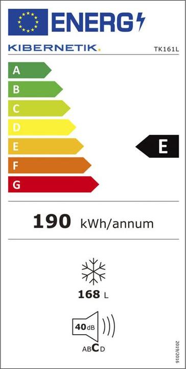 Label énergétique Kibernetik FSP Congélateur 160 litres (Autonome, 168 l)
