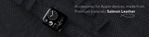 Actual product image Njord Vindur Watch Strap for Apple Watch 44/45mm (45 mm, Vegan Leather, Stainless steel fastener, Salmon leather)