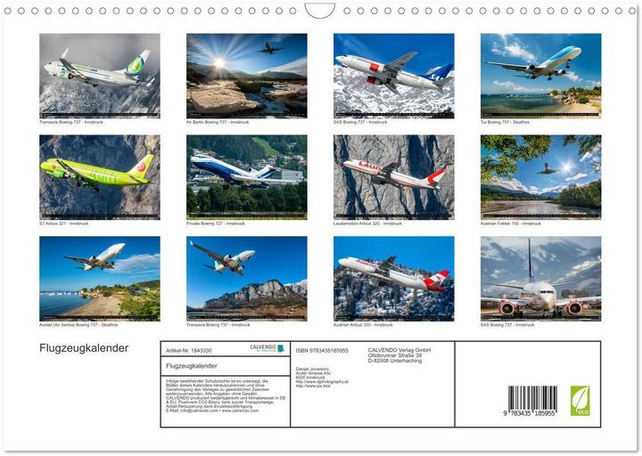 Actual product image :aeroplane calendar (wall calendar (A3, German)
