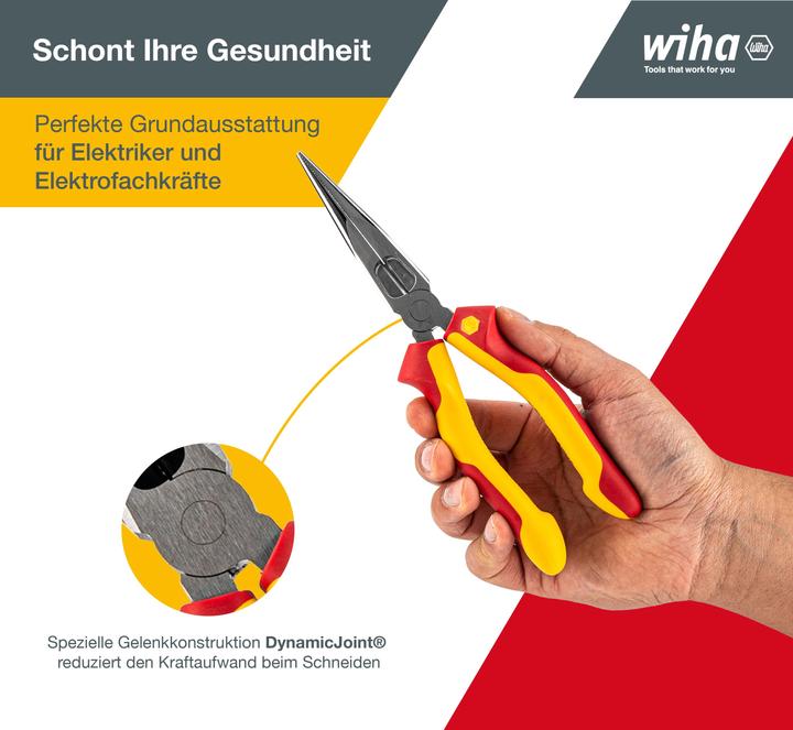 Actual product image Wiha Flat round nose pliers Professional electric with cutting edge. (200 mm)