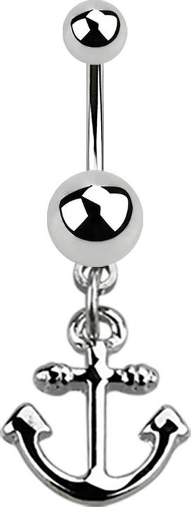 Image du produit Star Piercing Banane argent avec pendentif ancre (Acier chirurgical 316L)