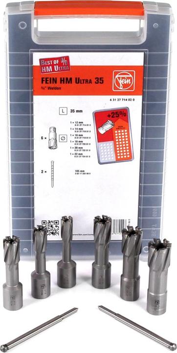 Actual product image Fein Core drill set 63127714020 1 S (12 mm, 16 mm, 18 mm, 20 mm, 22 mm, 14 mm)
