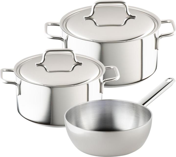 Actual product image Demeyere Apollo 3pcs set: D44318+44320+54920 cooking pot 18+20cm+Sauteus (Pot, Stainless steel)