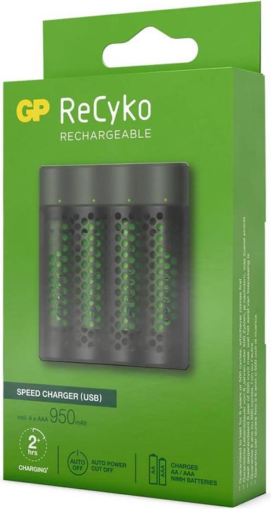 Image du produit GP Batteries ReCyko M451/100 4-Port USB Ladegerät inkl.4xAAA NiMh 950mAh (5 pcs, AAA, 950 mAh, Piles rechargeables + chargeur)