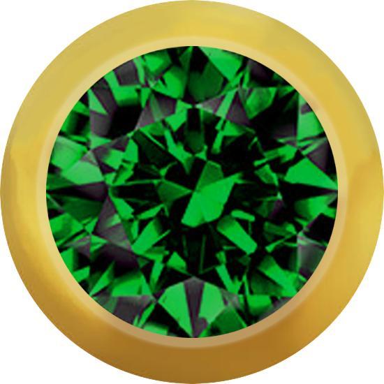 Produktbild Star Piercing Micro Kugel vergoldet mit Kristall grün (Chirurgenstahl 316L)