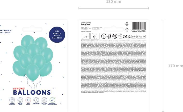 Produktbild Partydeco Strong Balloons 27cm, Pastel Mint Green (1 pkt / 10 pc.)