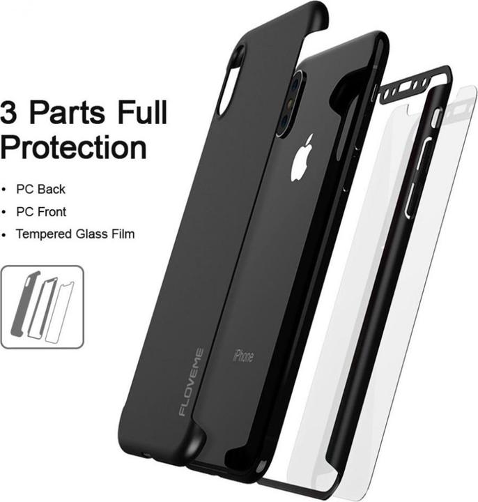 Image du produit Floveme Etui en verre blindé 360 degrés pour iPhone XS Protection intégrale (1 pièce(s), Apple iPhone XS)
