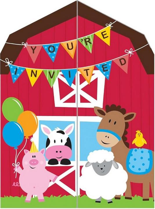 Produktbild Generic Einladungen Farmhouse Fun Geburtstag 8erPack Karton (8 Stk.)