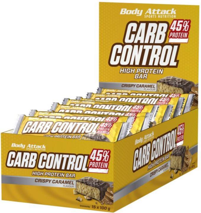 Immagine prodotto Body Attack Carb Control (15 barrette da 100 g) (Caramel, Croccante, 15 pz., 1500 g)