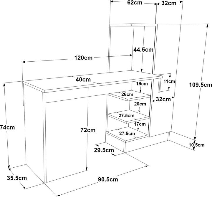 Produktbild En.Casa Voss (152.5 x 40 x 120 cm)